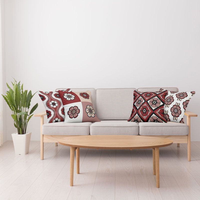 Housse de coussin Abstract, 20 po x 20 po, Bourgogne / beige rouille pâle