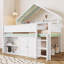 Lit mezzanine avec abri de jeu et solutions de rangement Marovo, bois massif-121793513