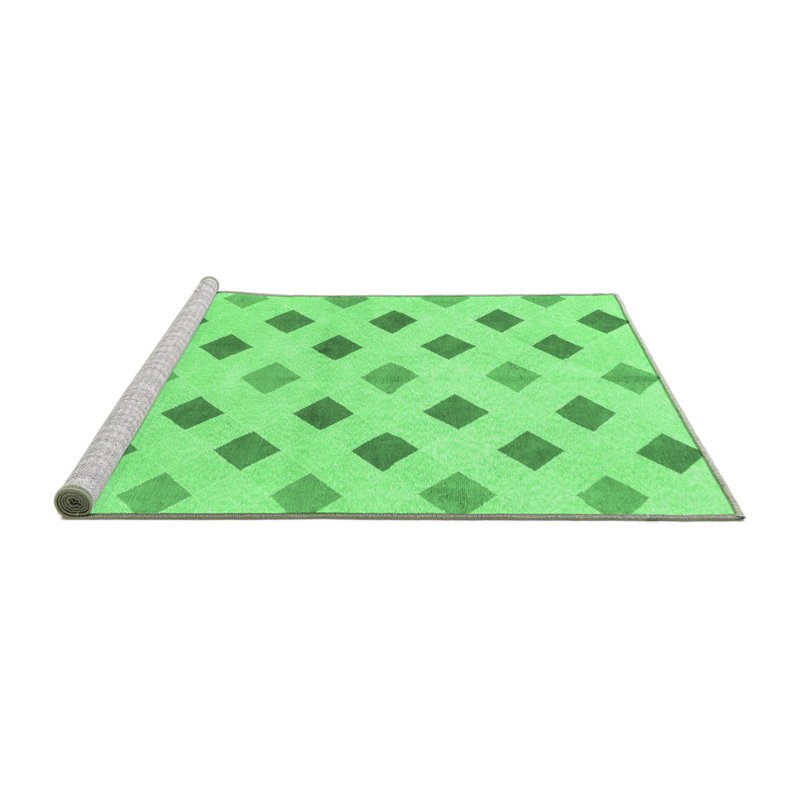 Tapis à motif abstrait vert émeraude 807, Carré 3 pi