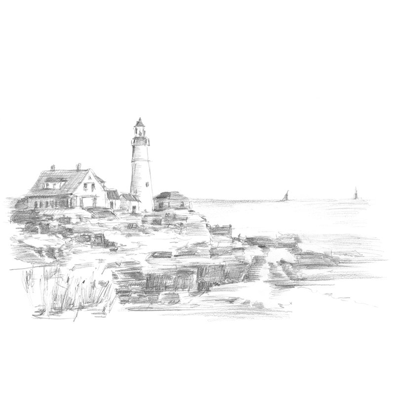 Lighthouse Sketch I - Wrapped Canvas Print, 61cm H x 91cm W