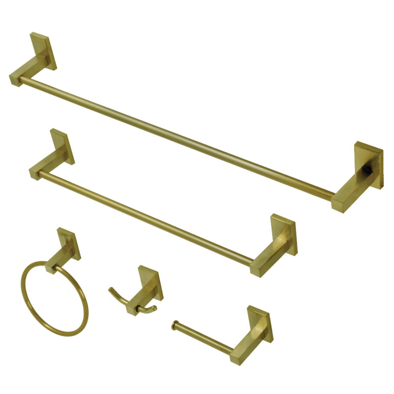 Ensemble de quincaillerie de salle de bain 5 pièces Kingston en laiton Kingston, Laiton brossé