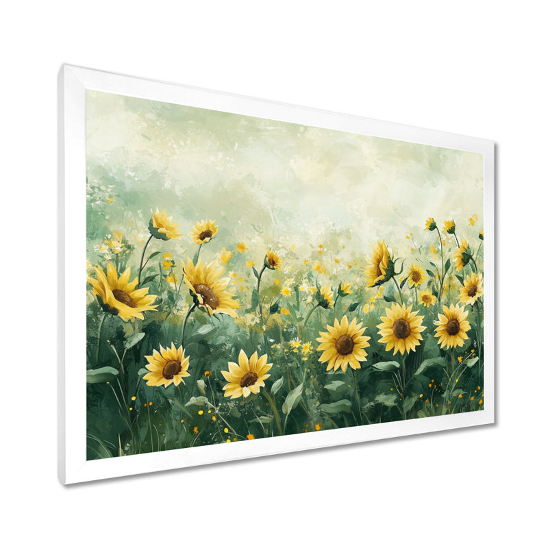 Dorce Summer Sunflower Meadow In Canada - Tournesols, art mural, H 24 po x l 32 po, Reproduction encadrée d'une seule photo