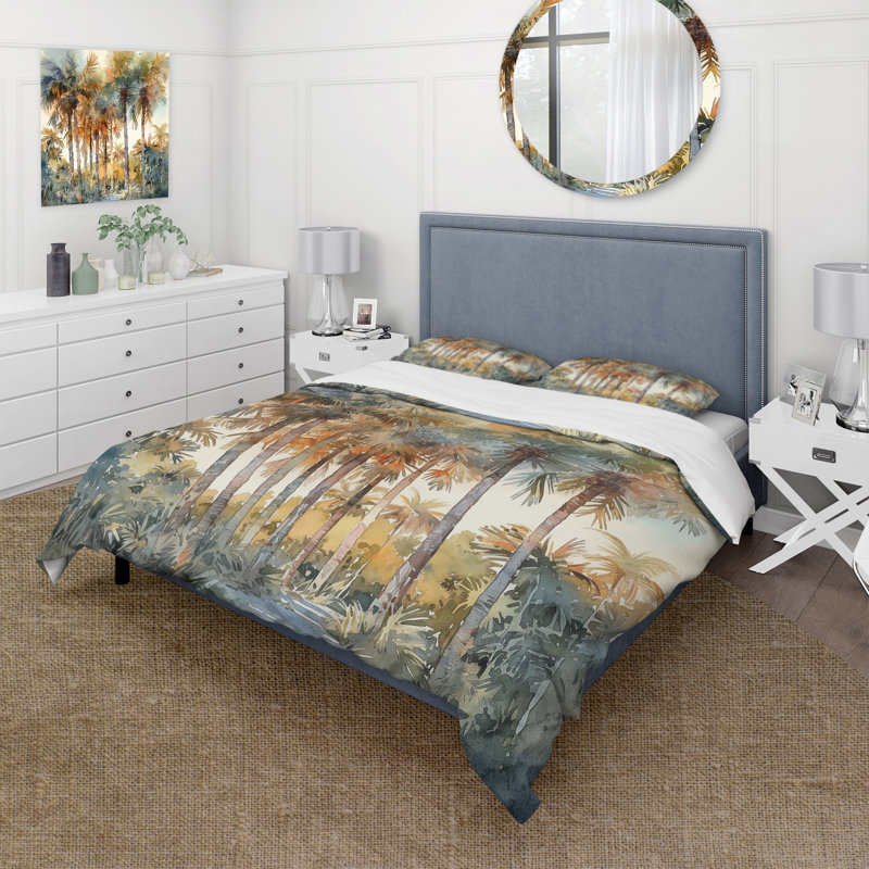 Ensemble de housse de couette Green Palm Tree Paradise IIIMicrofiber / Polyester