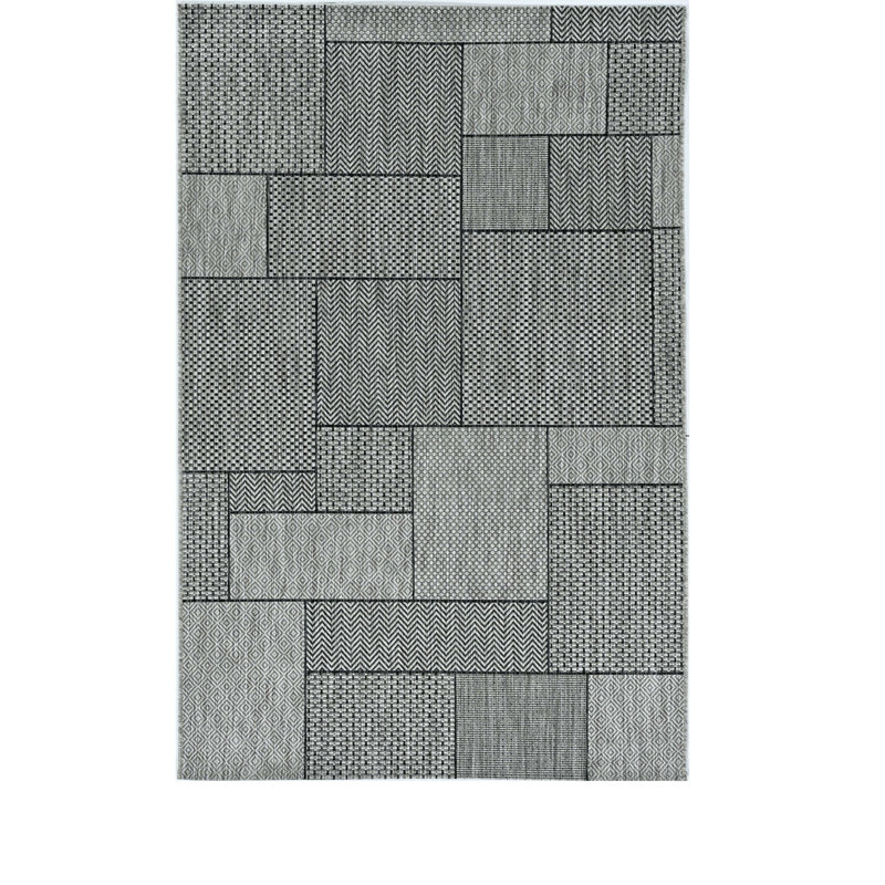 Tapis décoratif 3 pi x 4 pi gris à motif géométrique tissé à la machine
