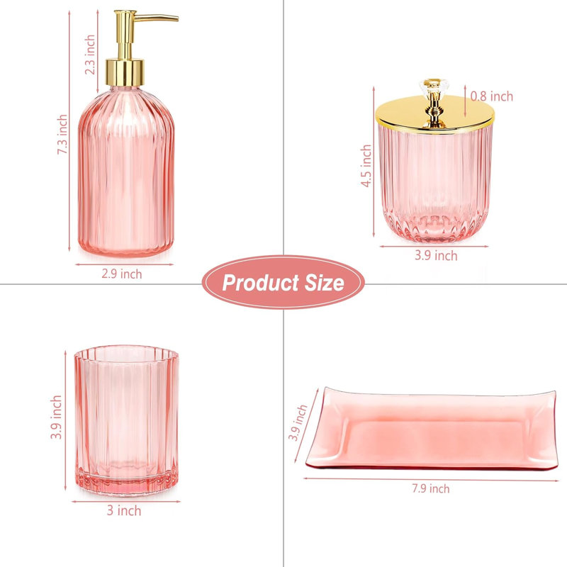 Cothren Bathroom Accessory, Pink Glass