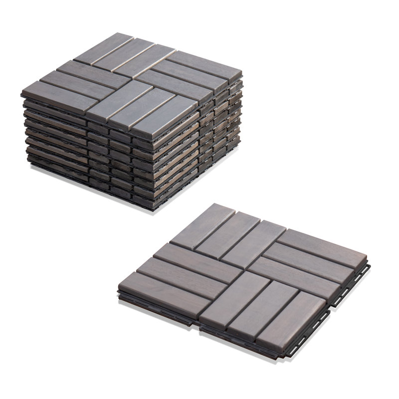 Carreaux de terrasse à emboîtement 12 po x 12 po, Gris clair
