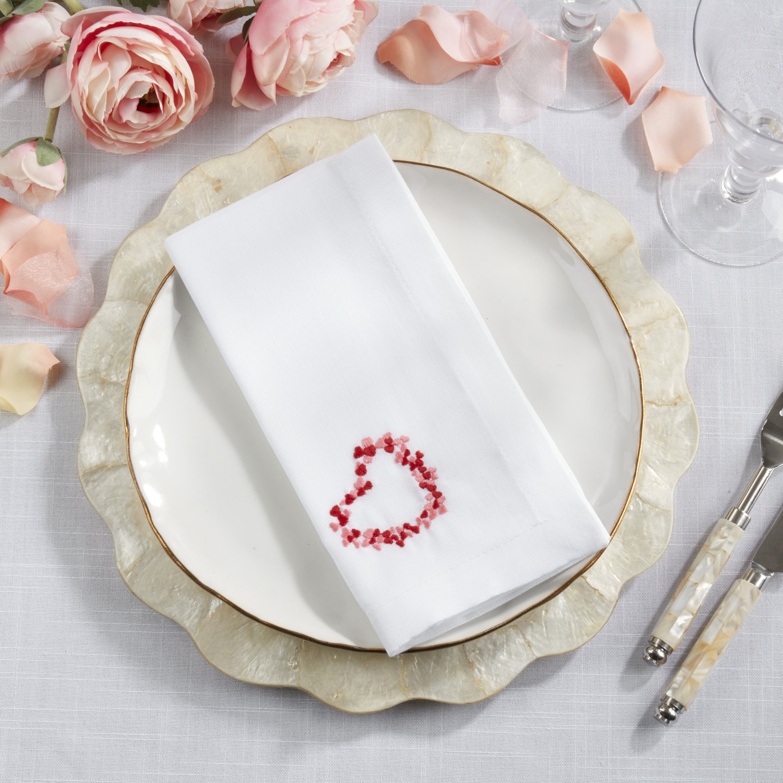 Embroidered Heart Cotton Napkin