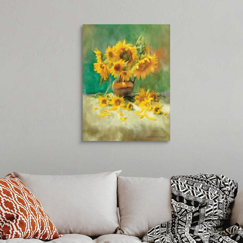 «Sunflower Scatter Still Life», art mural sur toile, H 24 po x l 32 po x P 1,25 po, Toile tendue