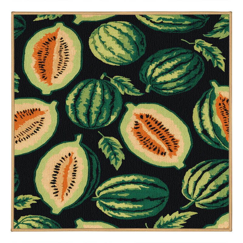  Tapis lavable aux fruits melon Galia, Rectangulaire 2 pi x 3 pi