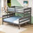Wood Twin XL Over Queen Bunk Bed With Guardrails And Ladder, Convertible To 2 Beds-2129293811
