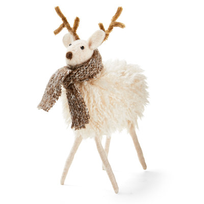 Grande écharpe de renne en laine blanche de Noël