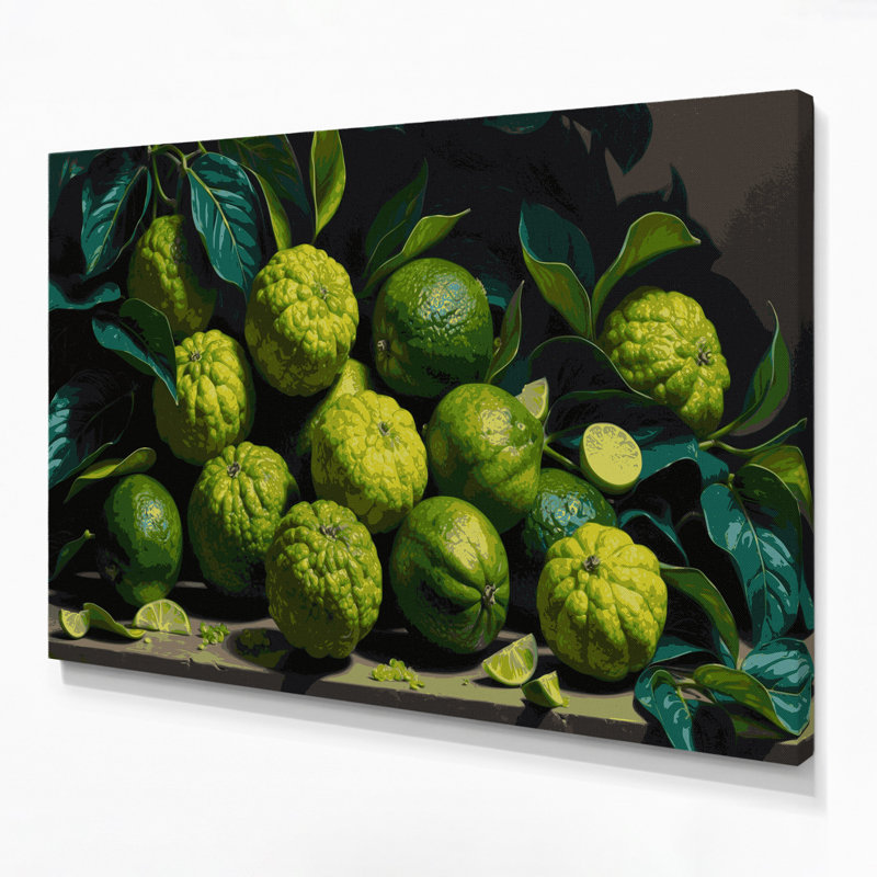 Art mural sur toile vert kafir aux fruits, 11" H x 14" W
