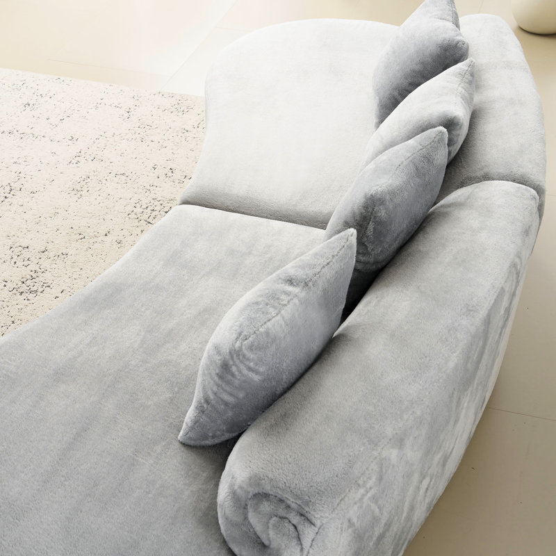 Design simple, gris, flanelle incurvée, touche confortable, allongé, relaxant, salon délicat à lire seul,, Gris clair