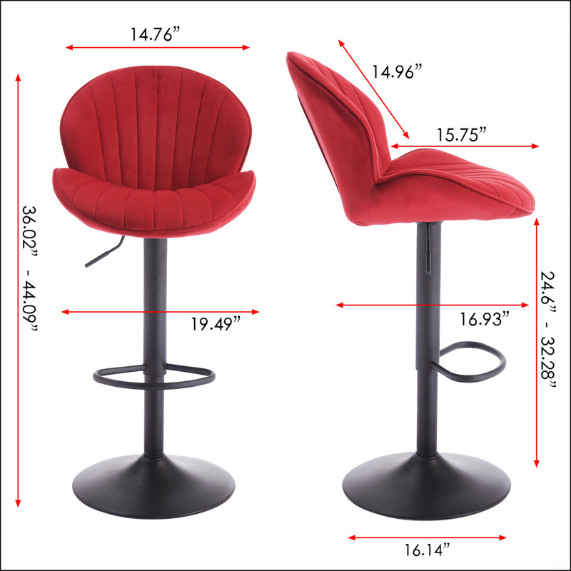 Bar Stools Set Of 2 - Adjustable Barstools With Back And Footrest
