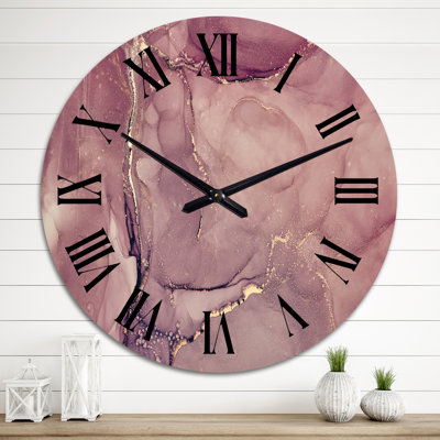 Horloge murale moderne translucide en marbre mauve