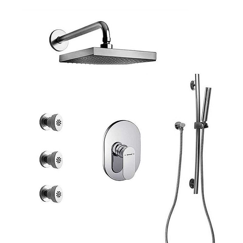 Bravat Wall Mounted Chrome Shower Set with Hand Shower Sleek Design and Rainfall Water Experience