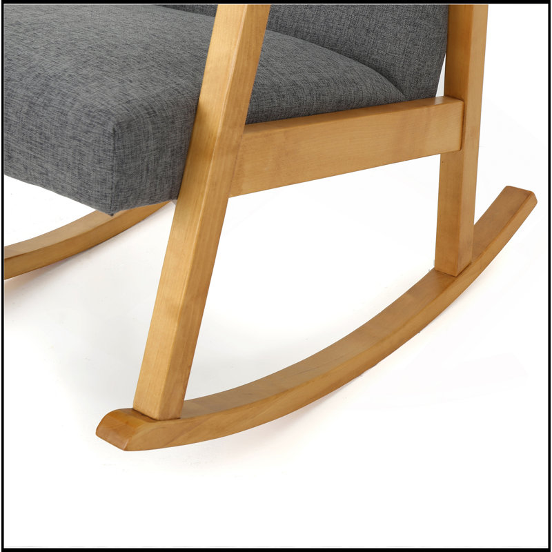 Chaise berçante rembourrée en tissu gris