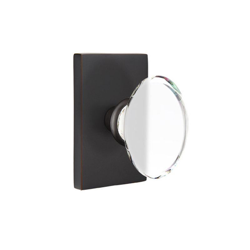 Privacy Hampton Knob with Modern Rectangular Rose, Oil Rubbed Bronze