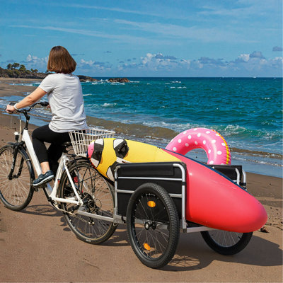 Bike Cargo Trailer, 110Lbs Load Capacity, Heavy-Duty Bicycle Wagon Cart, Foldable Compact Storage, Universal Safe Hitch System, Featuring Upgraded Fat Tires, For Camping, Groceries, Hauling Essentials