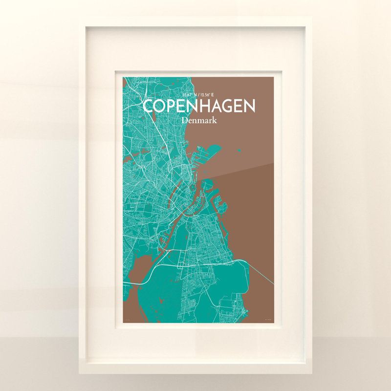 Copenhagen City Map in Nature 1 Piece Wall Art, 36cm H x 24cm W x 0.05cm D