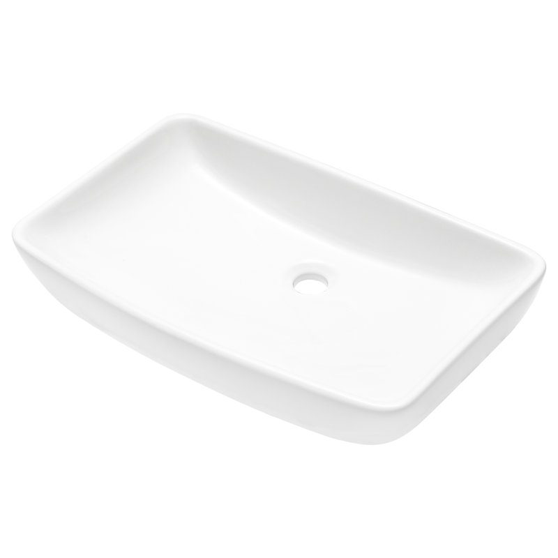 24"X15" Ceramic Rectangular Bathroom Vessel Sink - Modern, Stain , Countertop Mounted For Home And Bathrooms In White Graceful, Install Multiple Areas