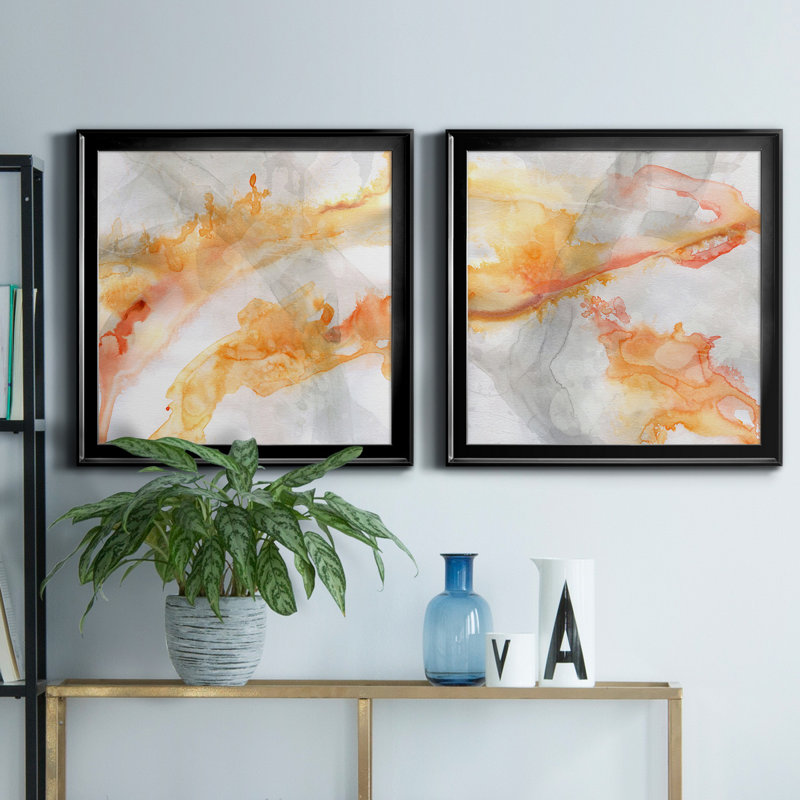 Transparent Opposites I - ensemble de 2 peintures sur toile encadrées, Noir, H 30,5 po x l 61 po x P 1,5 po