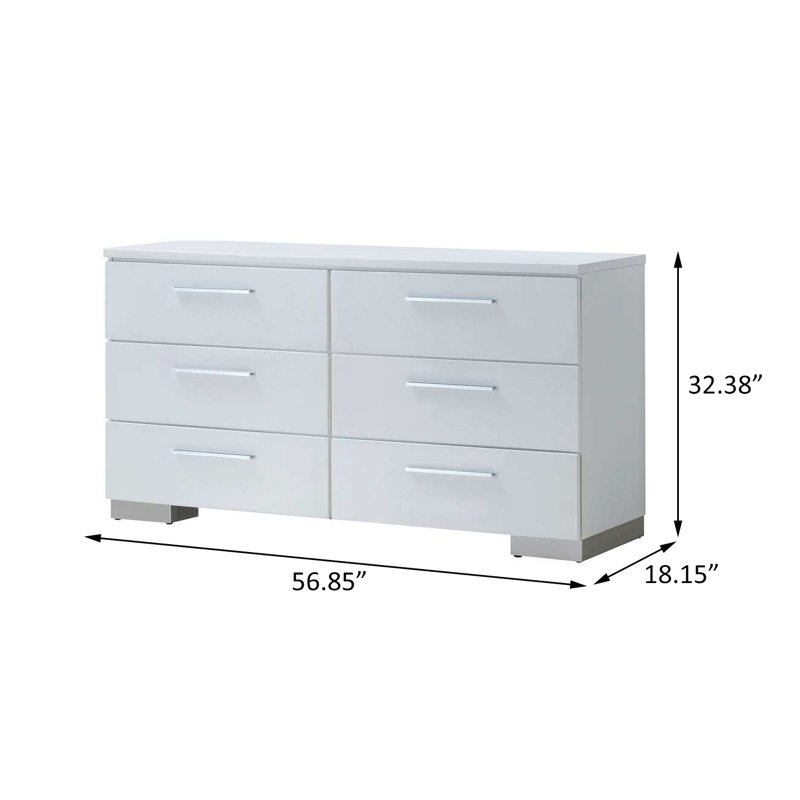 Commode 6 tiroirs l 56,85 po blanche