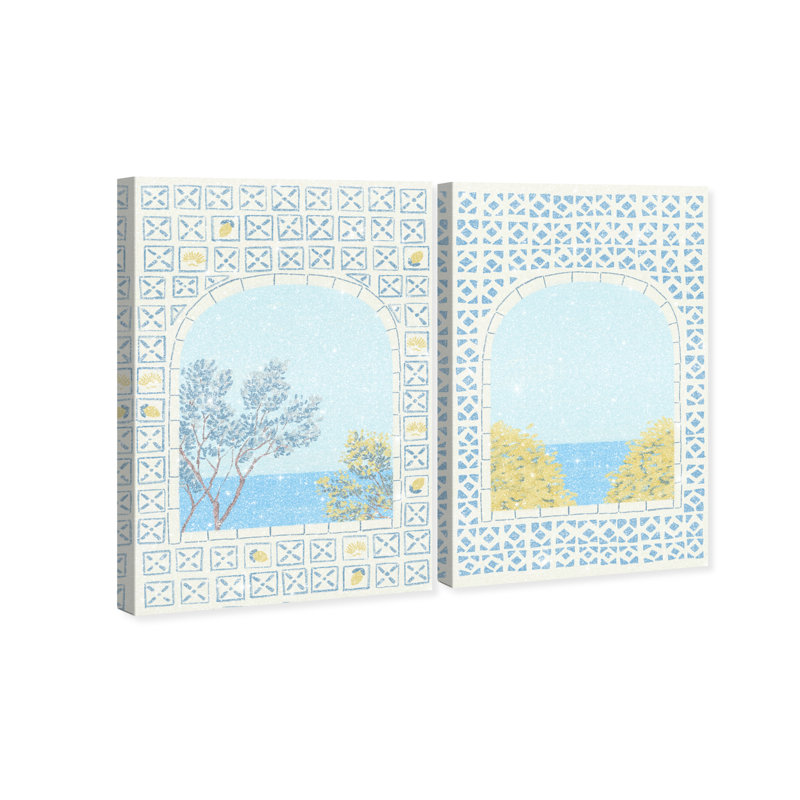 Mediterranean Window Set Set by Oliver Gal, 30"H x 20"W, Gallery Wrapped