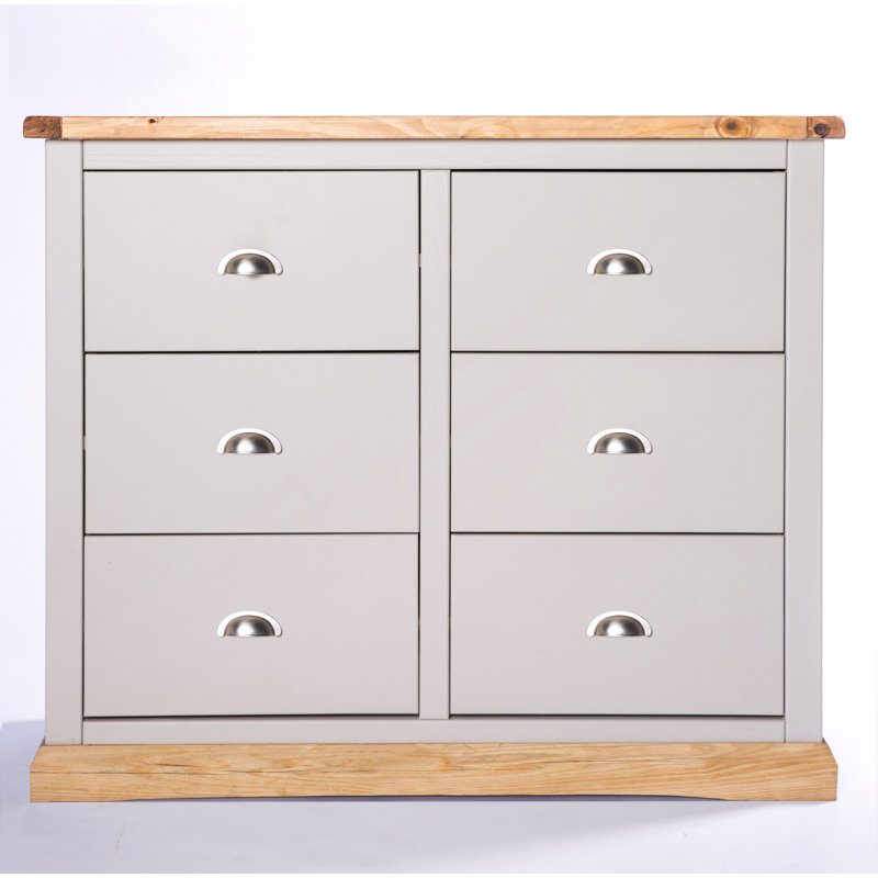 Jamison 110cm W 6 - Drawer Chest of Drawers, Grey/Wood, Chrome