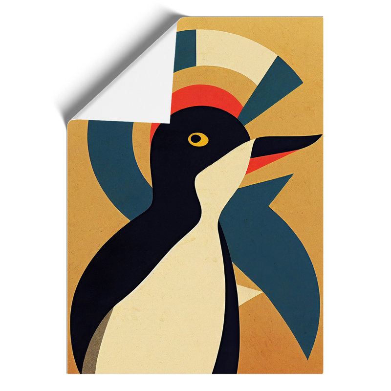 XV1022-3457X Penguin Abstract Art No.1 - Wall Art, 42cm H x 29.7cm W, Paper, No Matte