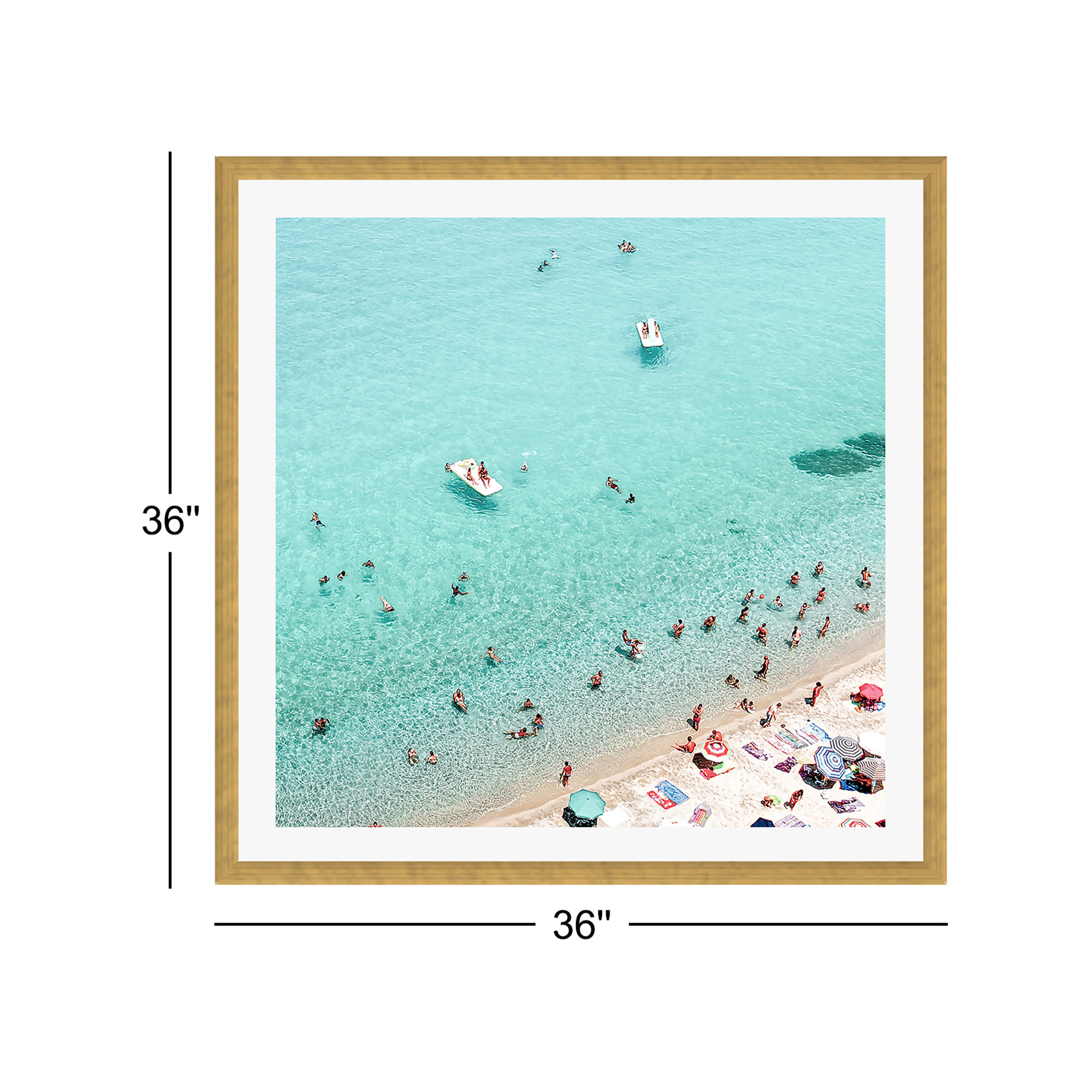 Beach People by Sisi And Seb, Natural Single Picture Framed, 36" H x 36" W x 0.75" D, Yes