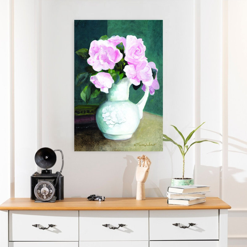 Jolies roses, art floral rétro, H 24 po x l 16 po