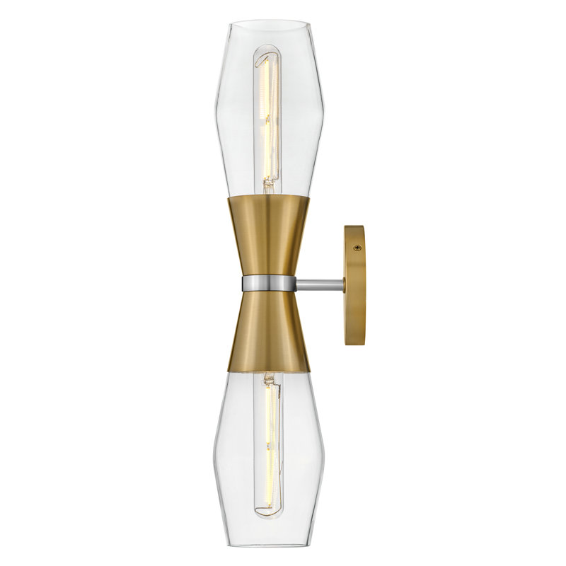 Livie Lacquered Brass and Clear Glass 2-Light Wall Sconce