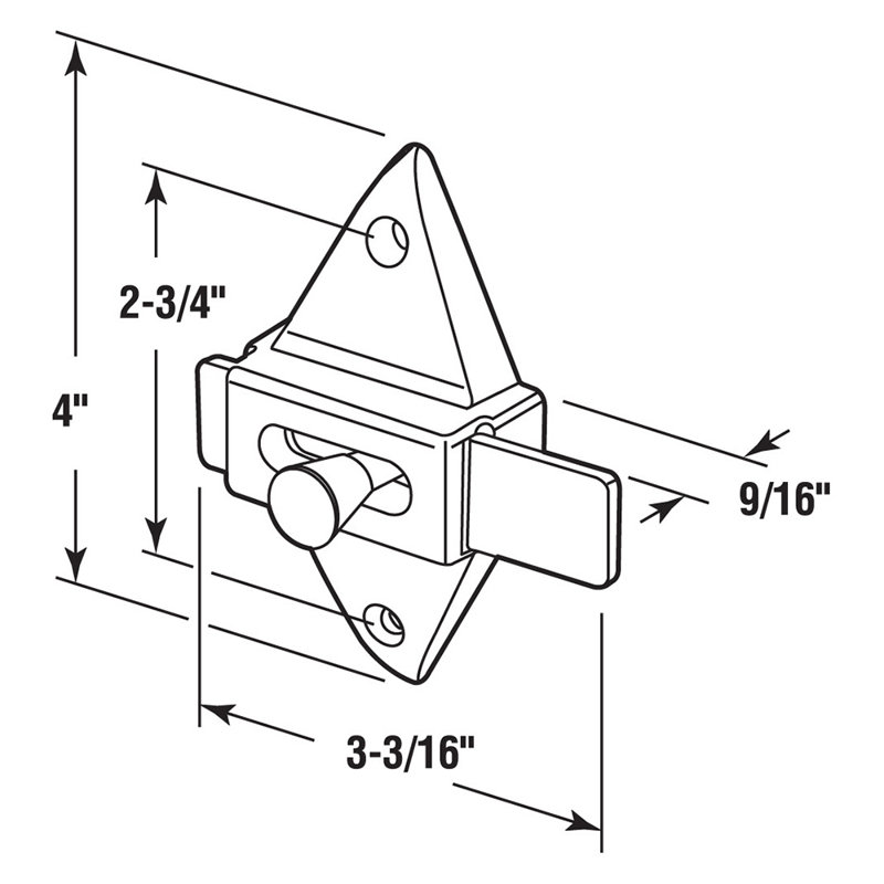 Loquet à glissière Prime-Line, trous de 2 3/4 po, construction moulée sous pression, chrome (paquet de 1)