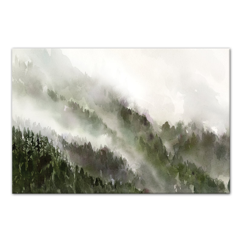 Misty Woods - Peinture, Toile tendue, H 16 po x l 24 po x P 1,25 po