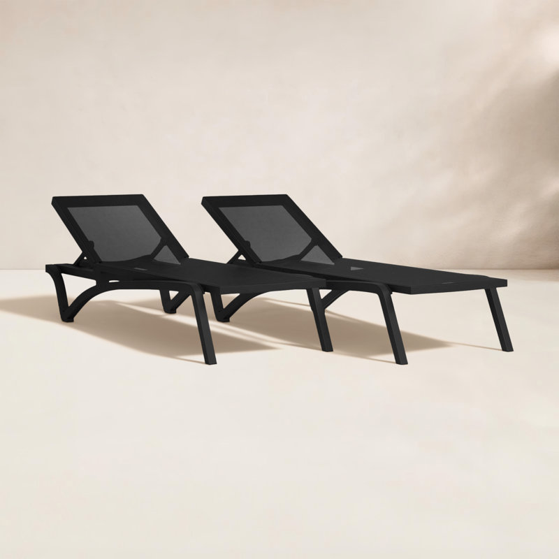 Estes 76" Long Reclining Chaise, Black