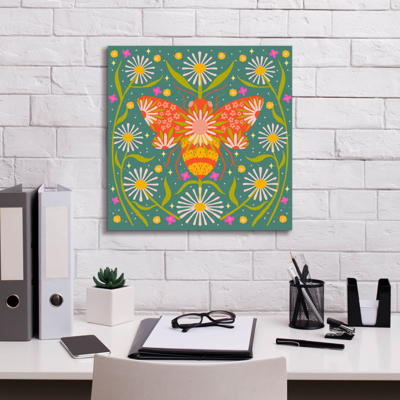 «Hey Honey Full Illustration» par Rachel Hallquist, art mural sur toile, 18 po x 18 po, H 18 po x l 18 po x P 0,75 po