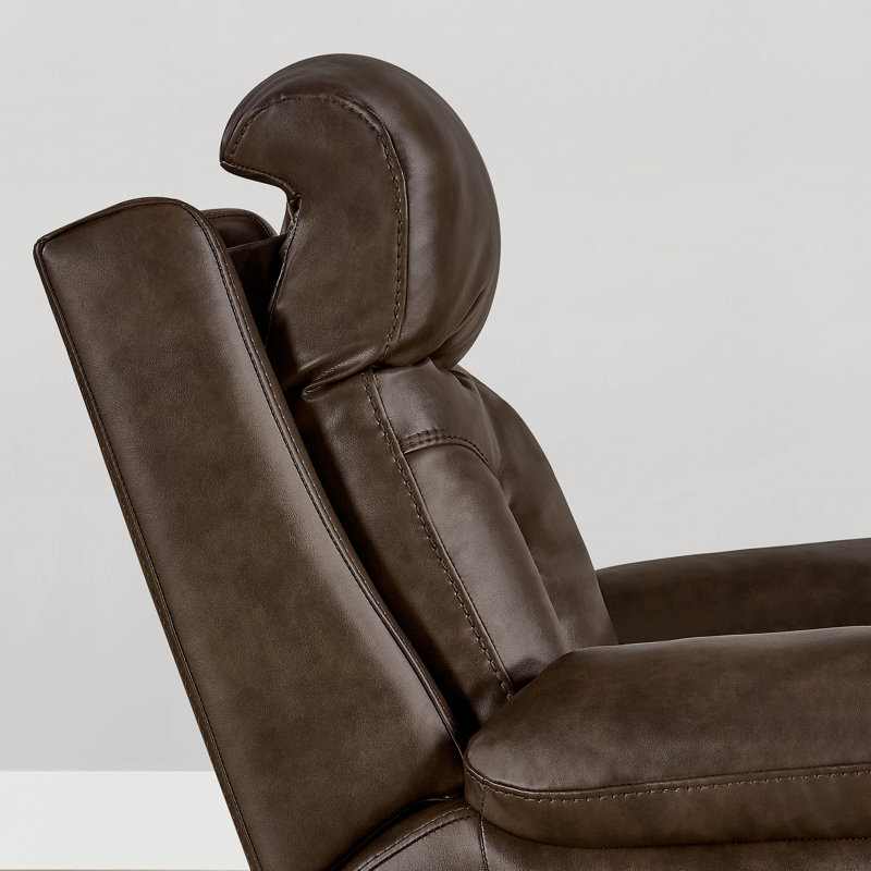 Fauteuil inclinable électrique à deux moteurs l 35,8 po en cuir végétalien avec appui-tête électrique, Espresso
