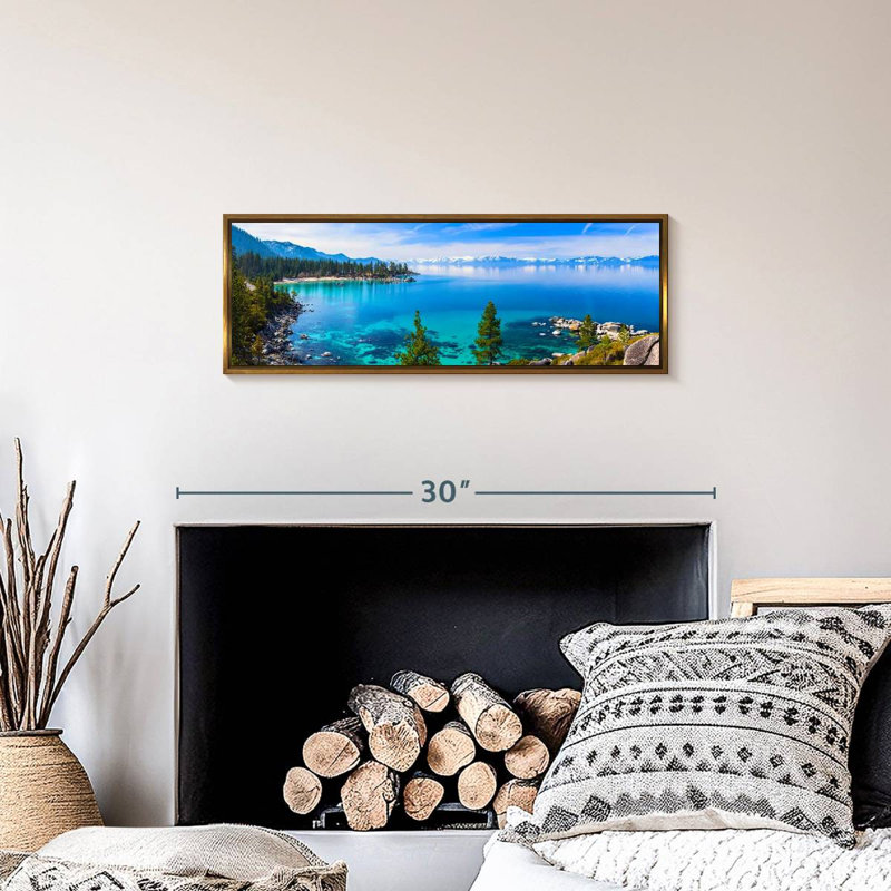 Tranquillité sur le lac Tahoe, 25 po x 9 po, Floating Frame Gold