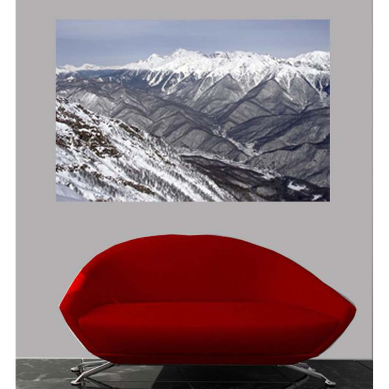 Adhésif décoratif scène de montagne enneigée, 48 po x 72 po