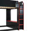 Lit mezzanine moderne pour jouer avec bureau éclairé, armoire de rangement, tiroirs et tringle à vêtements-323642483