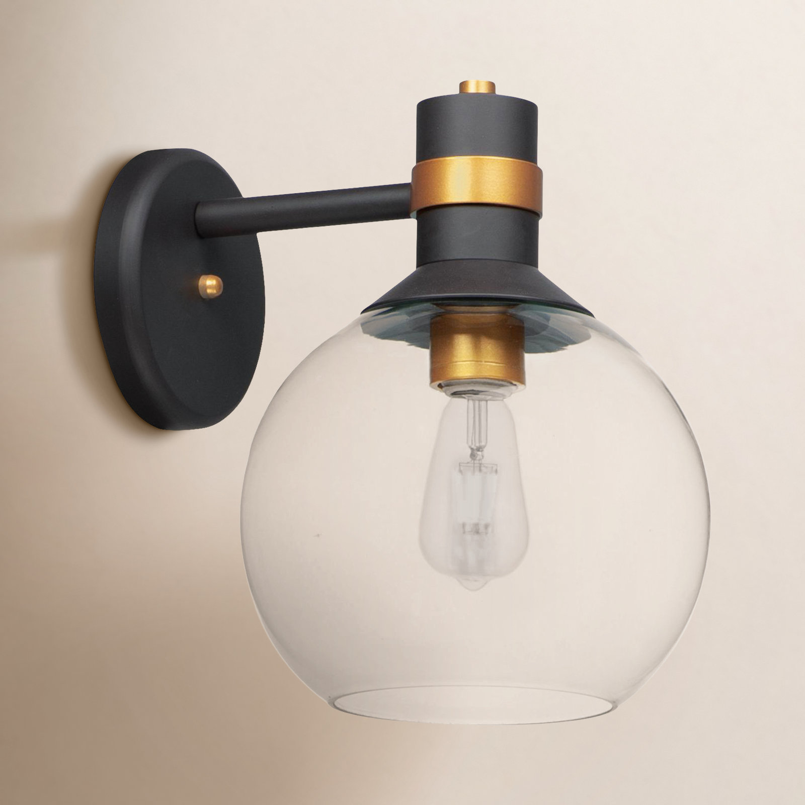 Kaly Single Light Globe Outdoor Wall Light, 13.25" H x 9.75" W x 9.75" D