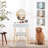 Dressing Table Set With Adjustable LED Light Mirror, 1 Drawer, Padded Stool And Free Cosmetics Organizer