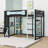 Full Size Wooden Loft Bed with Integrated Desk, RGB Lighting and Storage Shelves-442210731