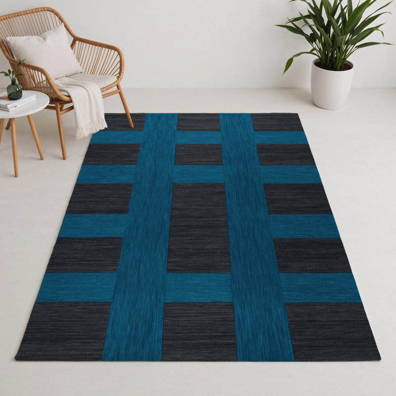 Tapis intérieur / extérieur noir à carreaux
