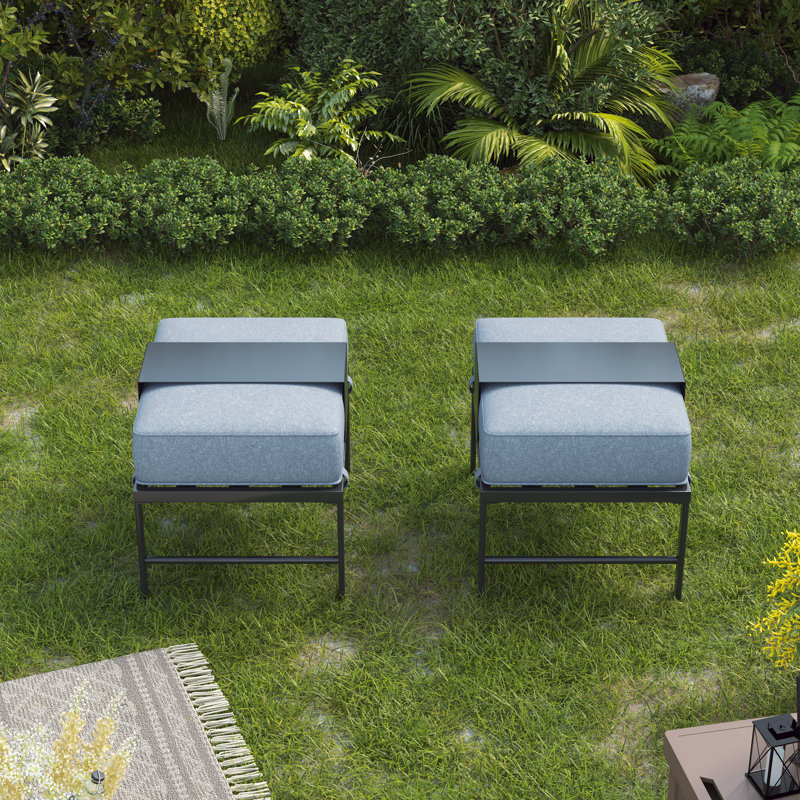 2-Person Footstools, Black FrameGray Base