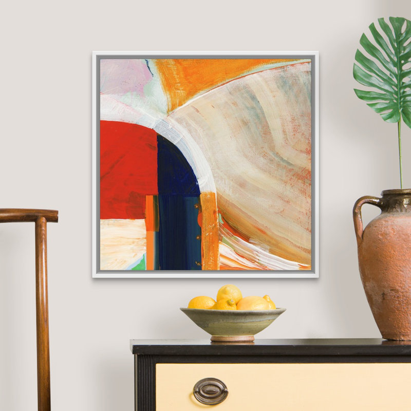 Blue Orange I - Painting on Canvas, 26" H x 26" W x 1.75" D, White Framed Canvas