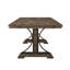 Table de salle à manger de style industriel en bois rectangulaire, finition brune, base à tréteaux, accents métalliques incurvés, table à 6 places avec caractère, brun, 6 po, solide