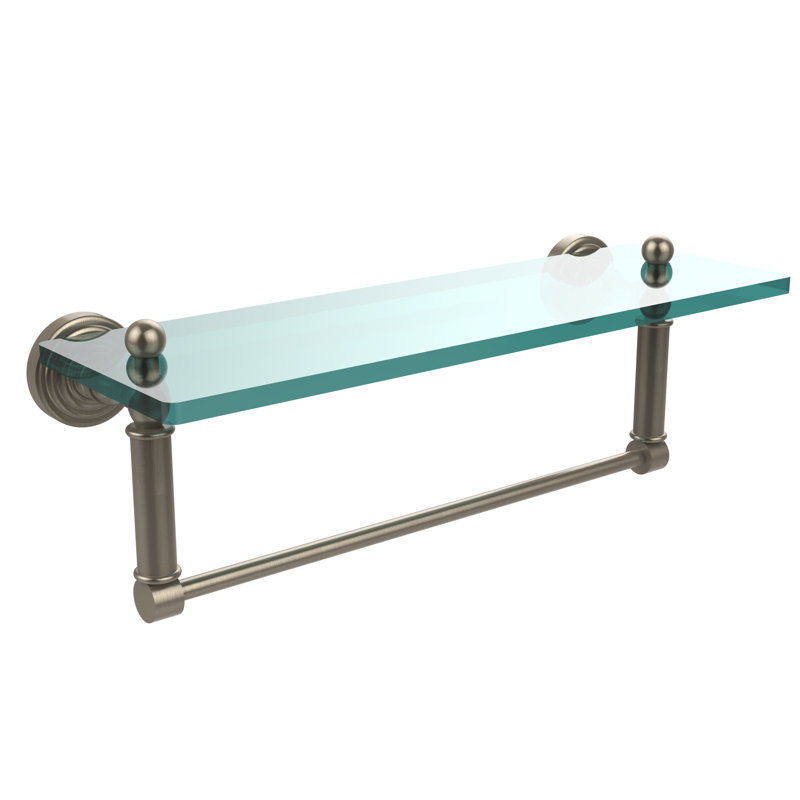 Beresford Bracket Shelf with Towel Bar, 16" W x 5" H, Antique Pewter