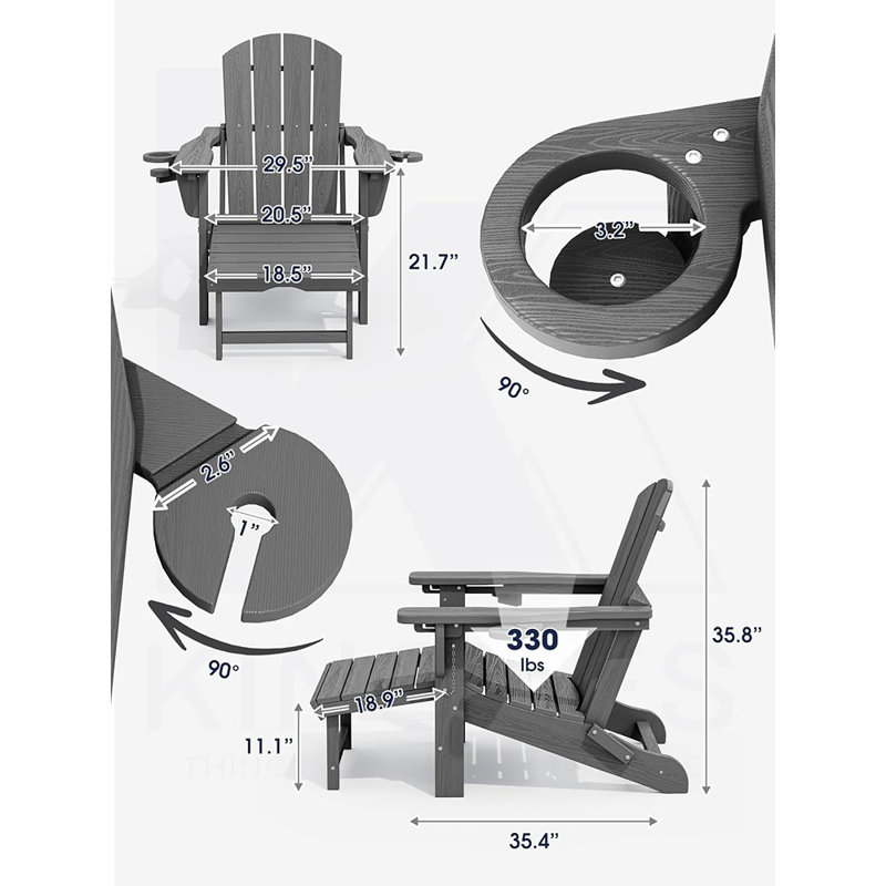 Folding Adjustable Adirondack Chair With Retractable Ott...